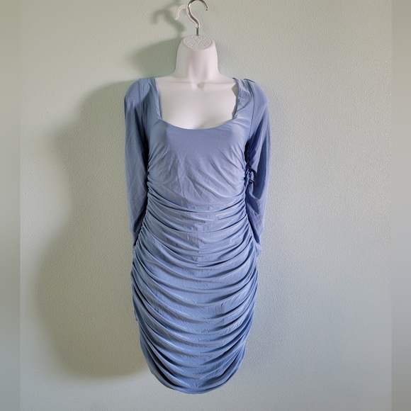 ‼️SOLD‼️Solid color blue bodycon dress - Picture 4 of 6